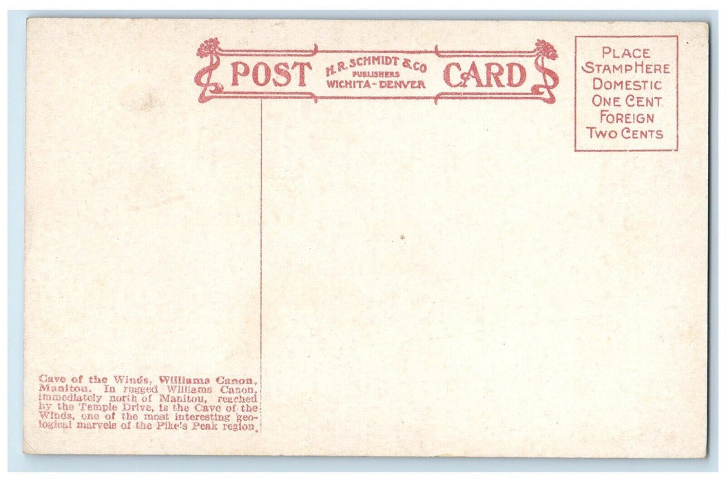 c1910's Cave Winds Williams Canon Temple Drive Pike Manitou Colorado CO Postcard