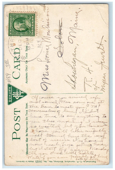 1910 Boat Scene Maranacook Hotel, Lake Maranacook Winthrop Maine ME Postcard