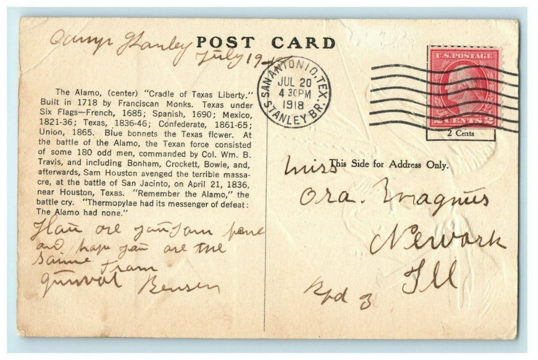 SAN ANTONIO, TX ~ Patriotic THE ALAMO Cradle of Texas Liberty c1913 Postcard