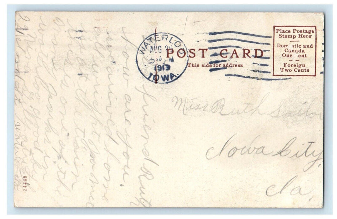 1913 Washington Park View Waterloo Iowa IA Posted Antique Postcard