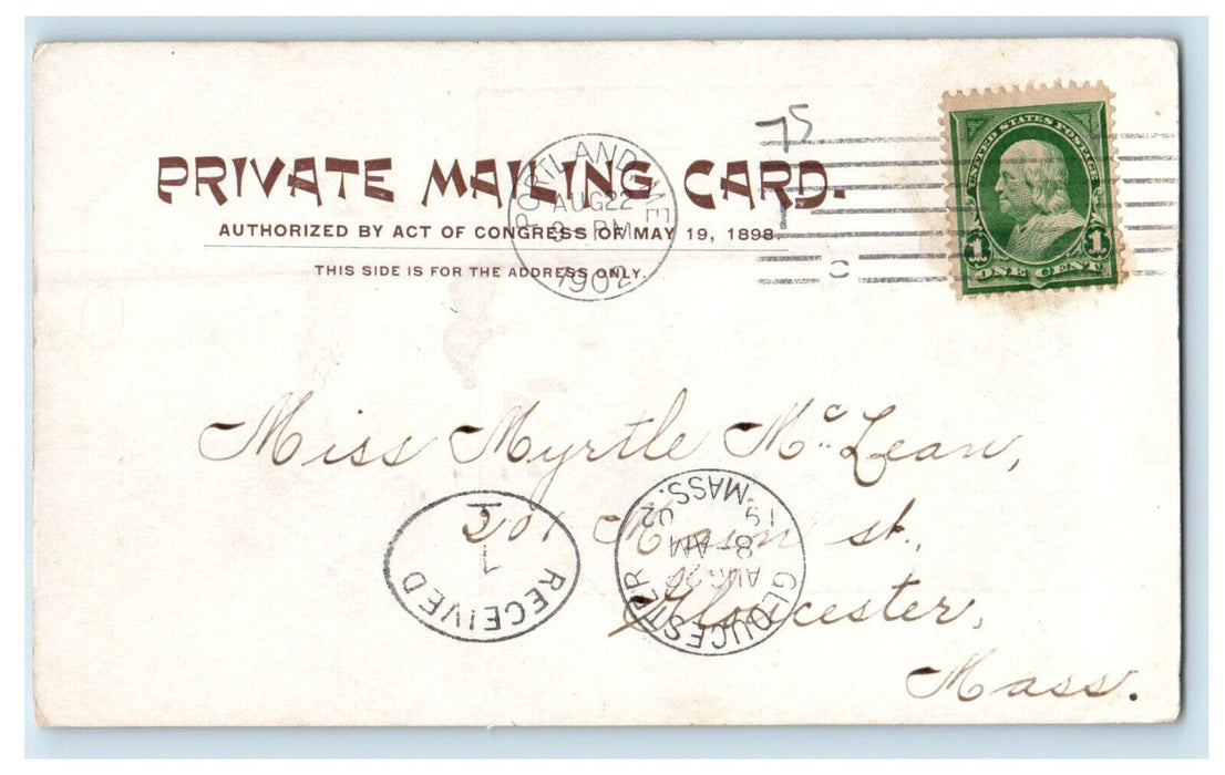 1902 Longfellow Monument Portland Maine ME PMC Antique Posted Postcard