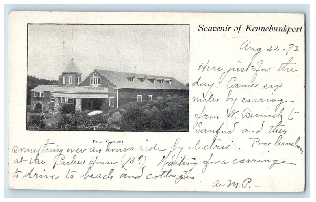 1902 Casino Scene of Kennebunkport Maine ME Central Falls RI Posted PMC Postcard