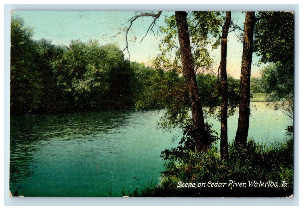 1910 Scene On Cedar River Waterloo Iowa IA Posted Antique Postcard