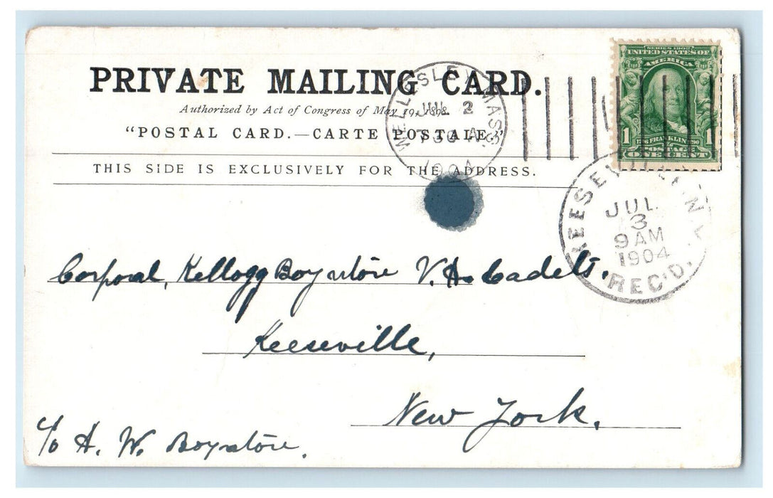 1904 Wellesley College, Wellesley, Massachusetts MA Keeseville NY PMC Postcard
