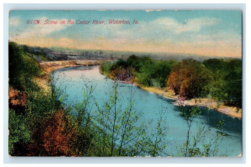 1911 Scene On The Cedar River Waterloo Iowa IA Posted Antique Postcard