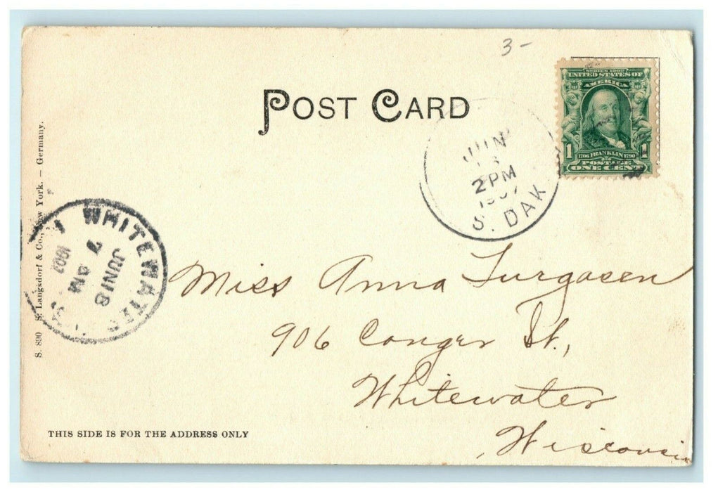 1907 Congregational Church Yankton South Dakota SD Antique Postcard