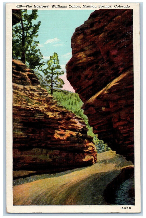 c1940's Narrows Williams Canon Manitou Picturesque Towering Colorado Postcard