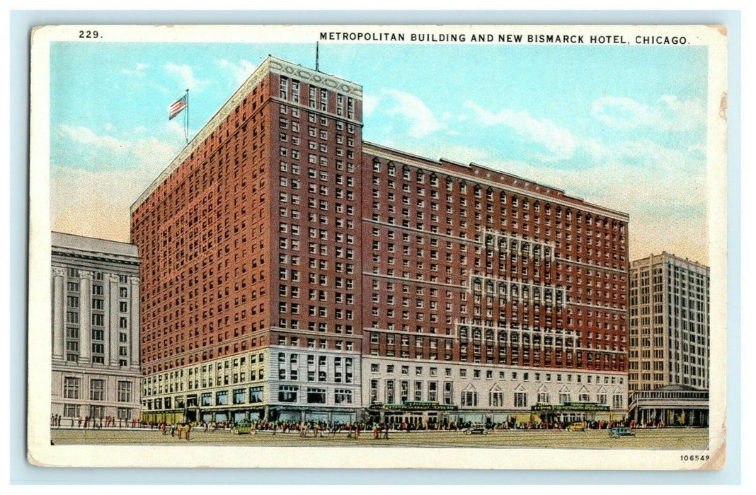c1920's Metropolitan Building and New Bismarck Hotel Chicago Illinois Postcard