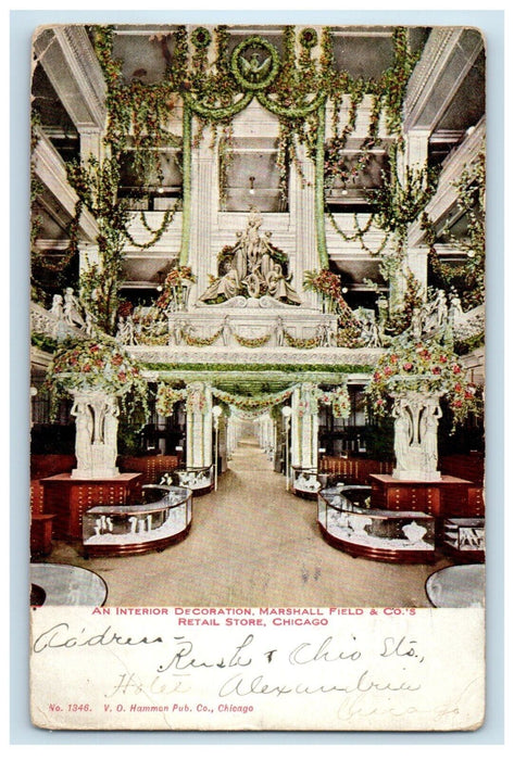 1908 Interior Decoration Marshall Field & Co's Retail Store Chicago IL Postcard