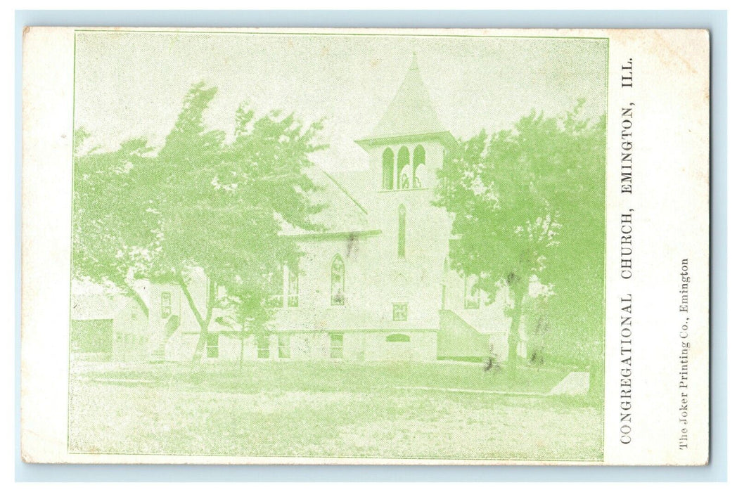 Congregational Church Emington Illinois c1905 Joker Printing Antique Postcard