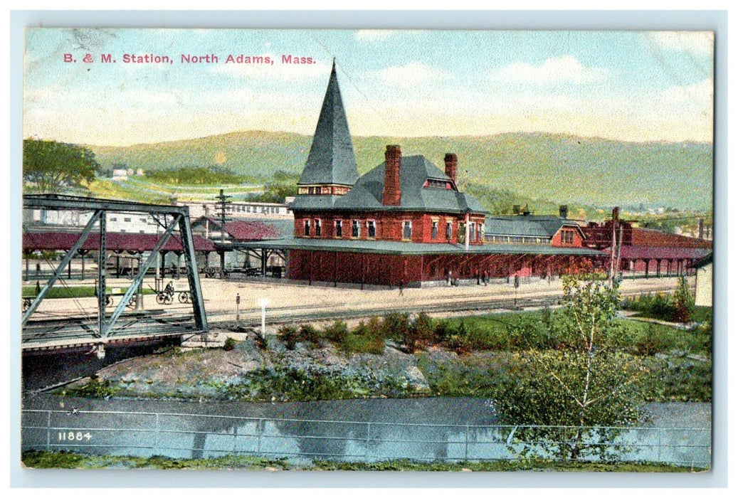 c1911 B & M Station, North Adams, Massachusetts MA Antique Postcard