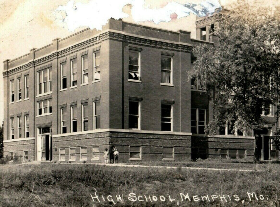 High School Memphis Missouri c1910 Children RPPC Photo Antique Postcard