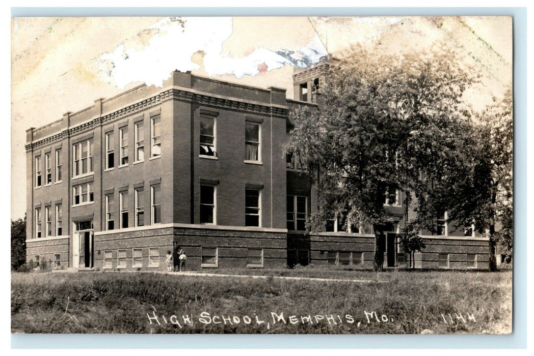 High School Memphis Missouri c1910 Children RPPC Photo Antique Postcard