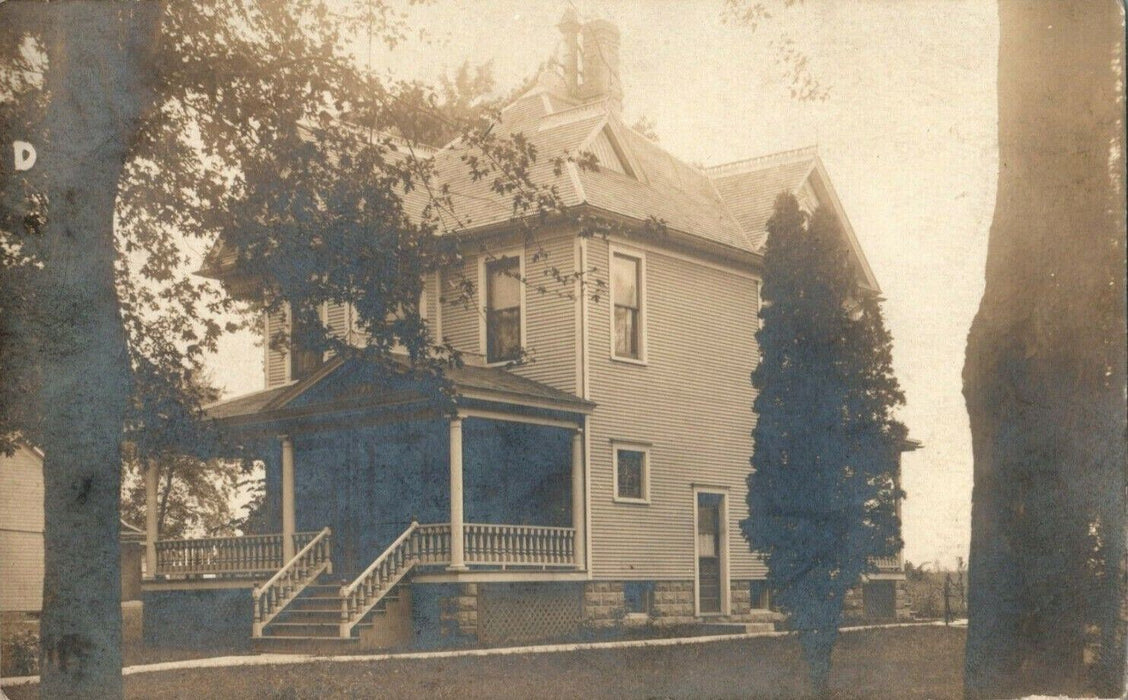 1909 Kempton Illinois IL Victorian House Porch Cresting RPPC Photo Postcard