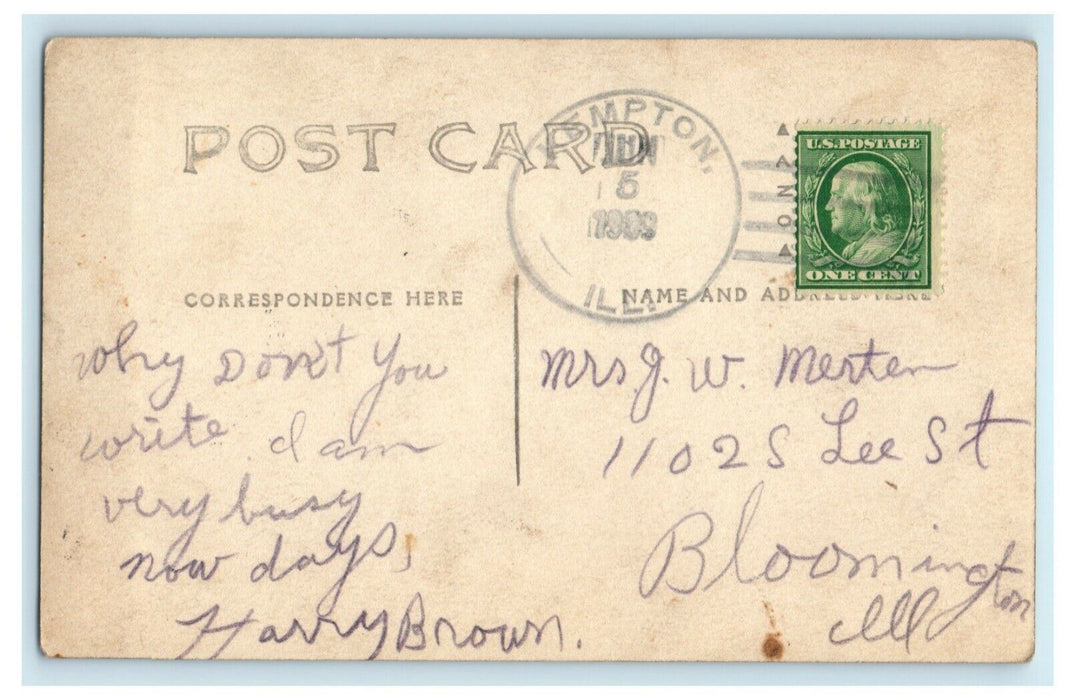 1909 Kempton Illinois IL Victorian House Porch Cresting RPPC Photo Postcard