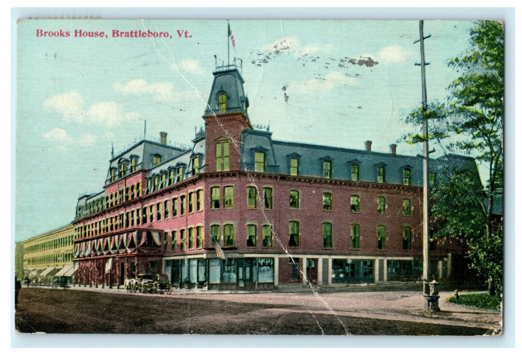 1911 Brooks House Brattleboro Vermont VT Antique Postcard