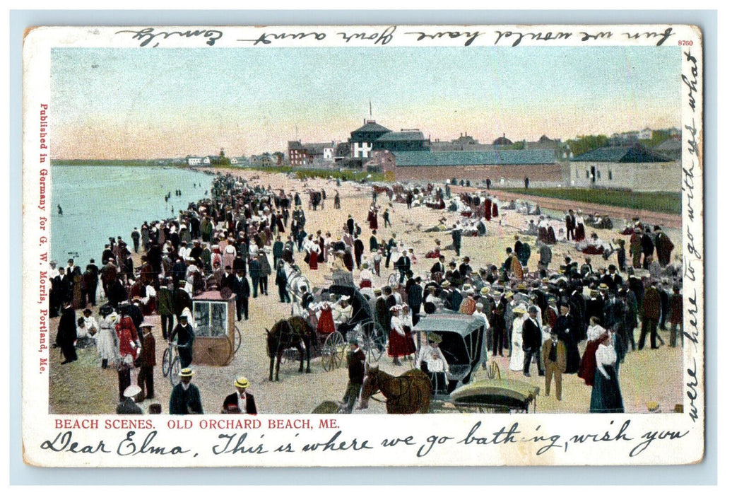 1904 Beach Scenes Old Orchard Beach Maine ME Posted Antique PMC Postcard