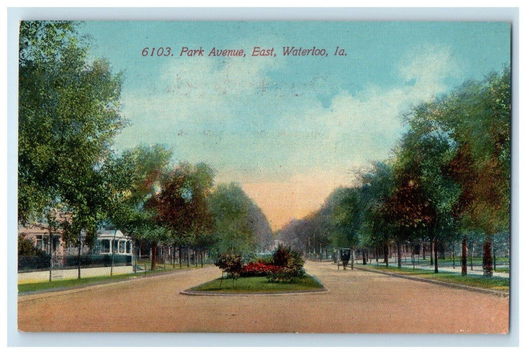 c1910's View Of Park Avenue East Waterloo Iowa IA Unposted Antique Postcard