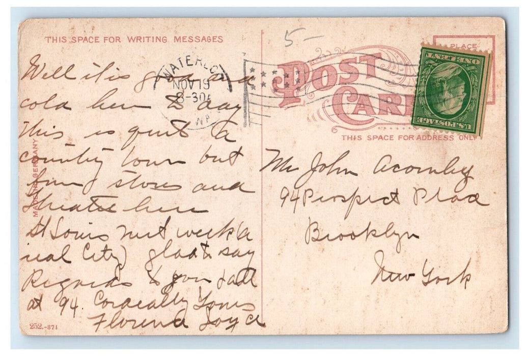 c1910's View Of Commercial Street Waterloo Iowa IA Posted Vintage Postcard