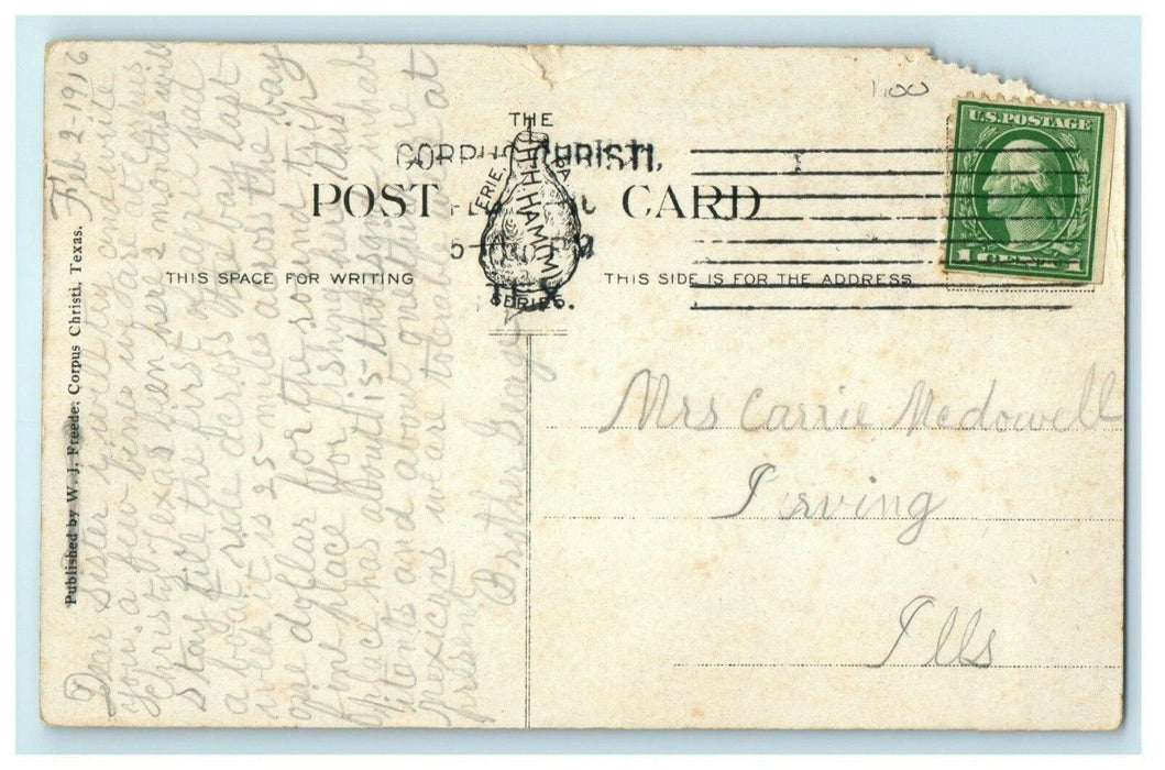 -Interesting Comment- Taylor Street Corpus Christi Texas 1916 Antique Postcard
