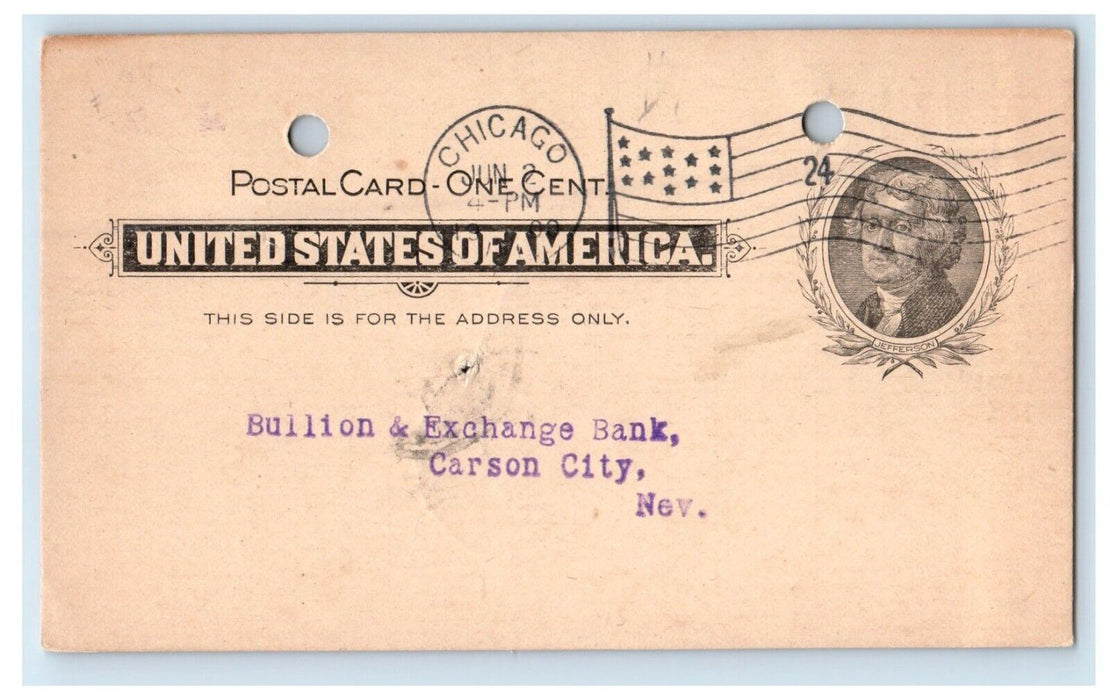 1900 The American National Bank Chicago IL, Carson City New York NY Postcard