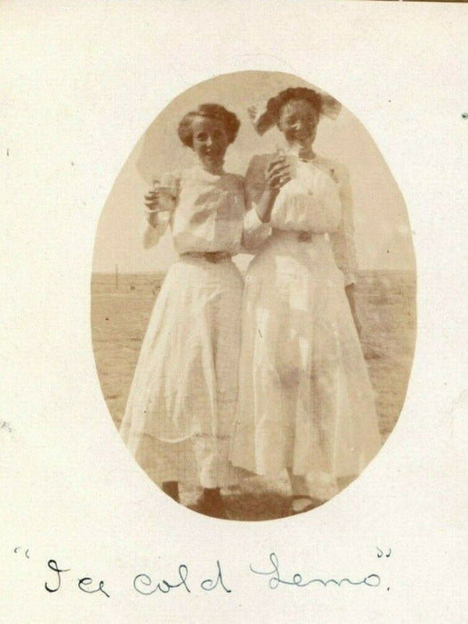 1910 Kit Carson Arena Colorado Two Girls w/ Drinks Selfie RPPC Photo Postcard
