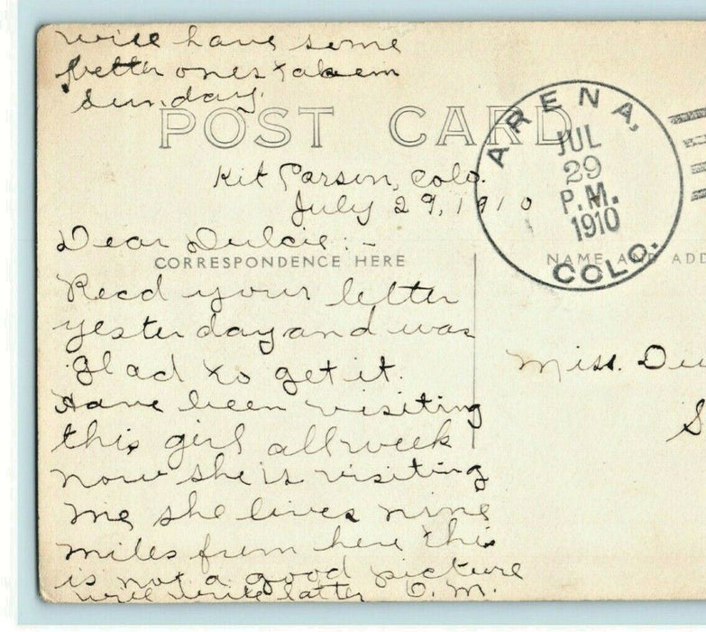 1910 Kit Carson Arena Colorado Two Girls w/ Drinks Selfie RPPC Photo Postcard