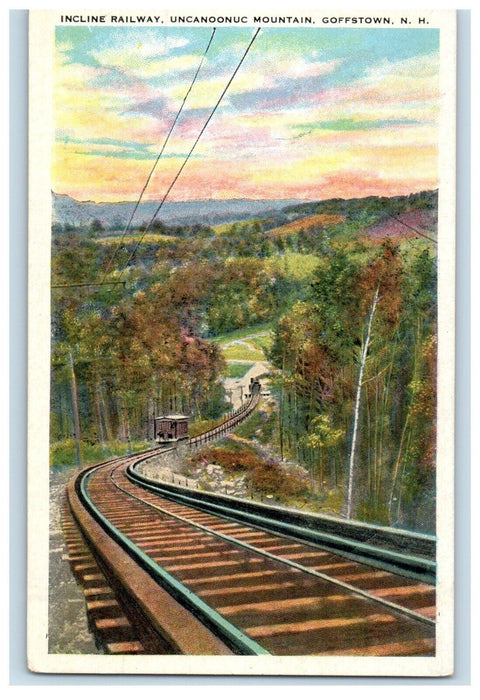 Incline Railway Uncanoonuc Mountain Goffstown New Hampshire NH Antique Postcard