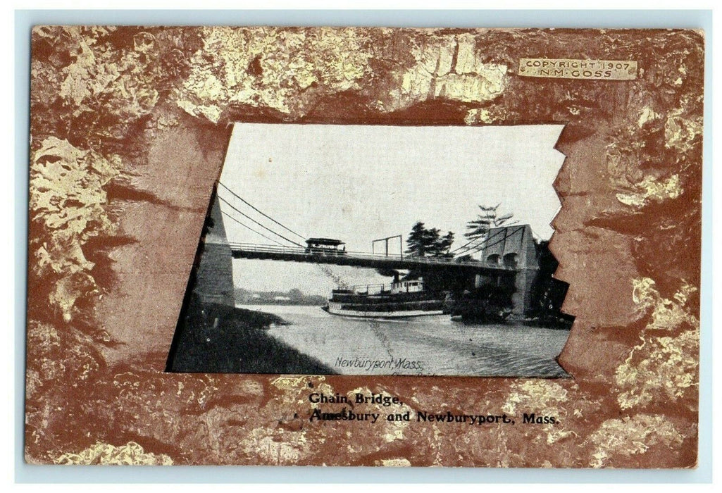 c1908 Ghain Bridge, Amesbury and Newburyport, Massachusetts MA Antique Postcard