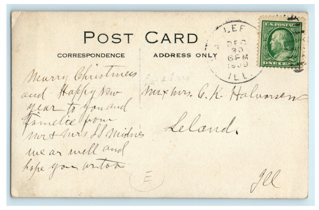 1909 Hauges Church Lee Illinois RPPC Photo Antique Postcard