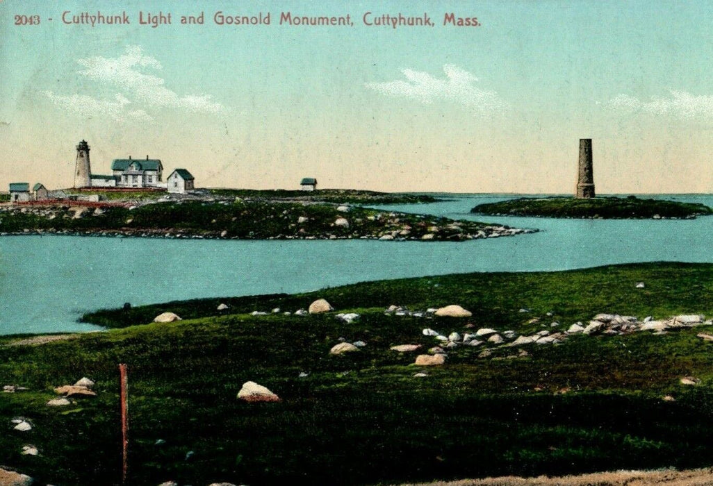 1914 Cuttyhunk Massachusetts MA Light Gosnold Monument Mattapoisett Postcard