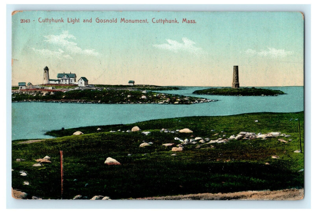 1914 Cuttyhunk Massachusetts MA Light Gosnold Monument Mattapoisett Postcard