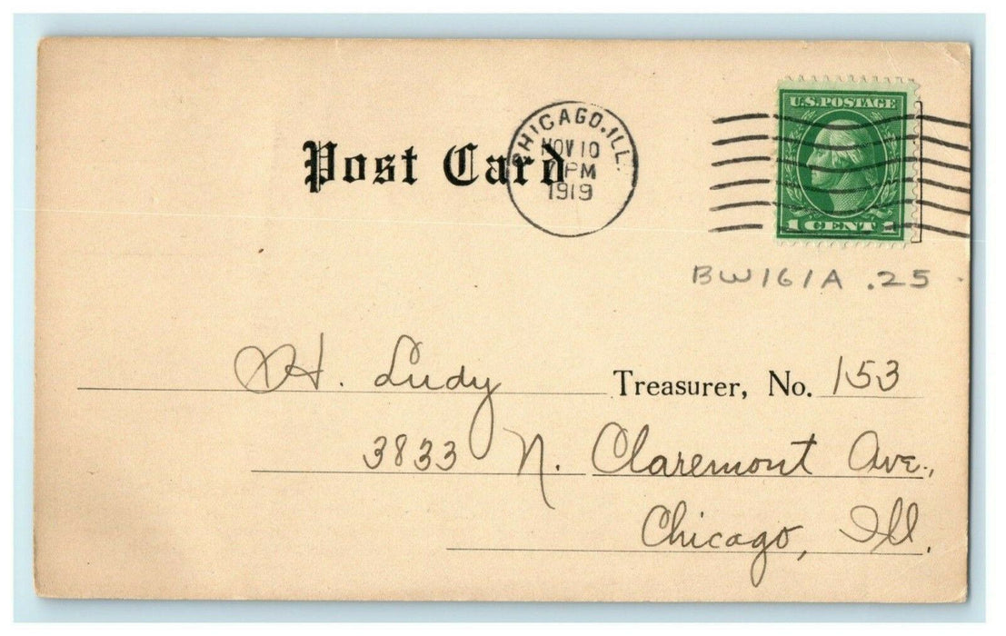 1919 Supreme Lodge Order Mutual Protection Receipt Chicago Illinois IL Postcard