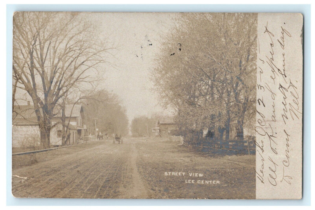 Lee Center Illinois Street View 1905 RPPC Photo Dixon Cancel  Antique Postcard