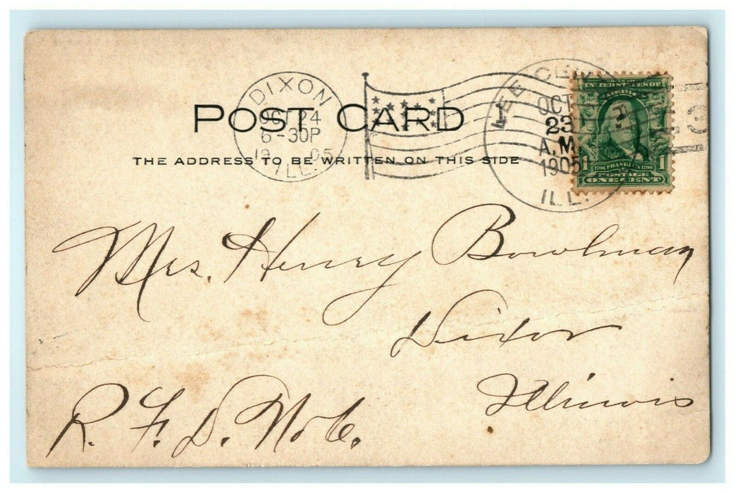 Lee Center Illinois Street View 1905 RPPC Photo Dixon Cancel  Antique Postcard