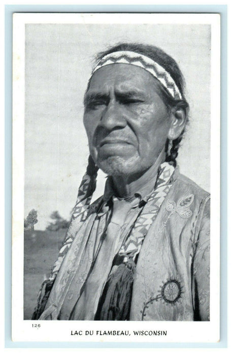 c1940's Lac Du Flambeau Wisconsin WI Native American Indian Vintage Postcard