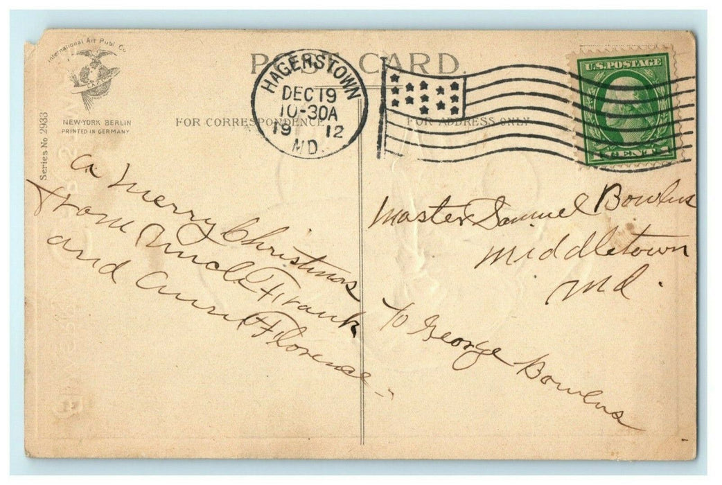 Merry Christmas Clapsaddle Children Reading 1912 Hagerstown MD Antique Postcard