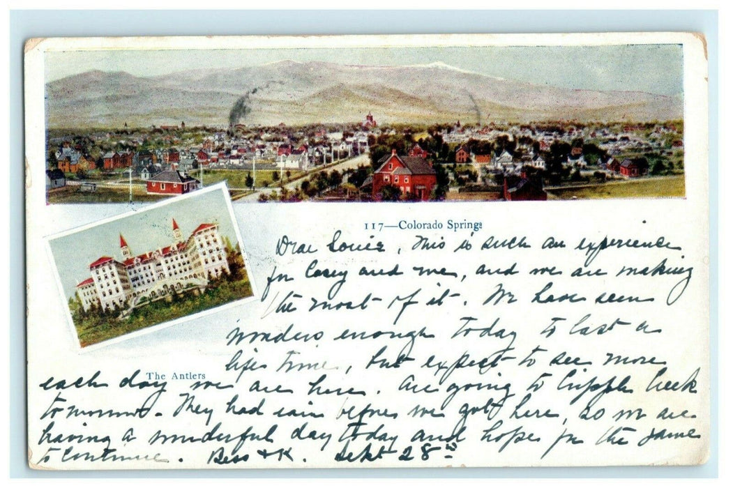 1906 Colorado Springs The Antlers Bird's Eye View Antique Postcard