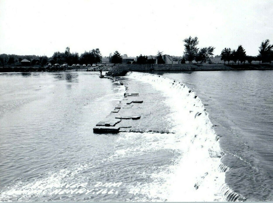 Fox River Dam McHenry c1940's Illinois RPPC Photo Postcard