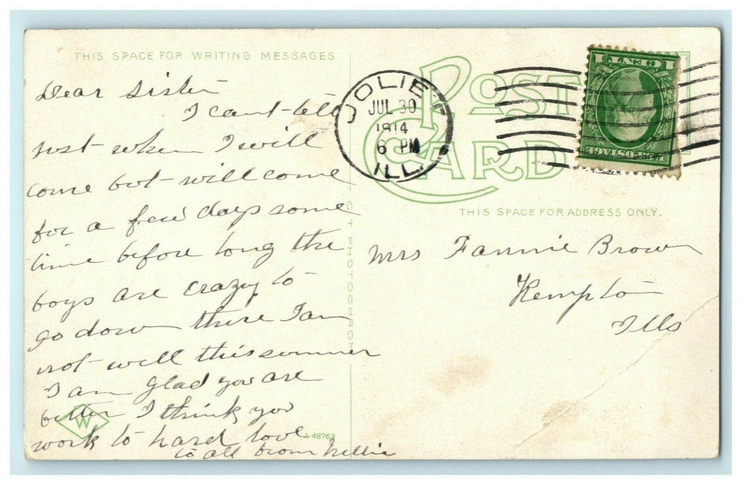 1914 Day School Illinois State Penitentiary Joliet IL Antique Postcard