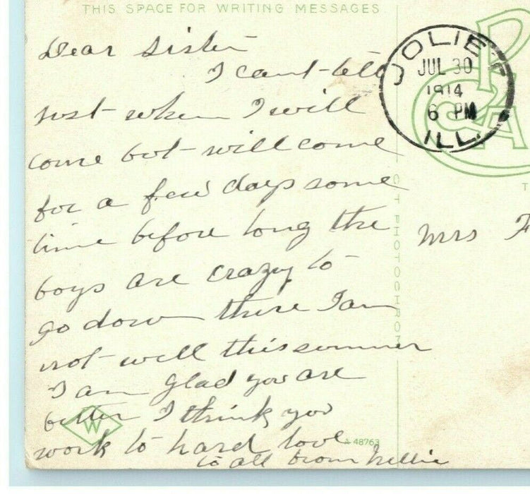 1914 Day School Illinois State Penitentiary Joliet IL Antique Postcard