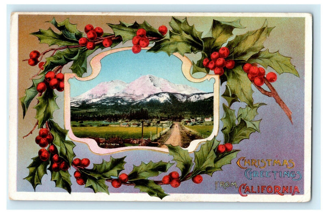 1915 Christmas Greetings From California CA Mountains Antique Postcard
