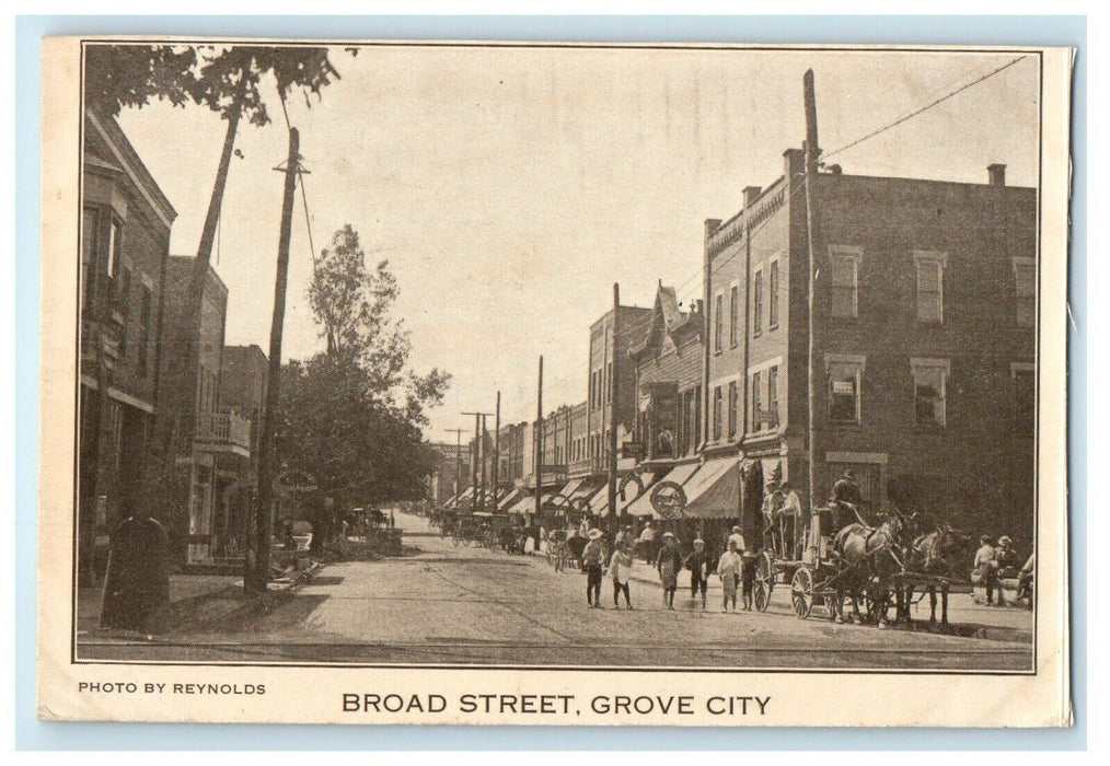 c1908 Broad Street in Grove City, Pennsylvania PA Advertising Postcard
