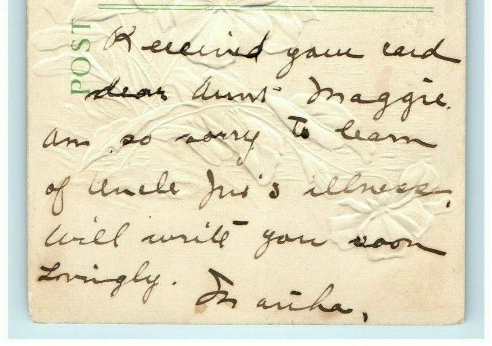 1912 Beautiful Valentine Airbrushed Embossed Purple Flowers Sailboat Postcard