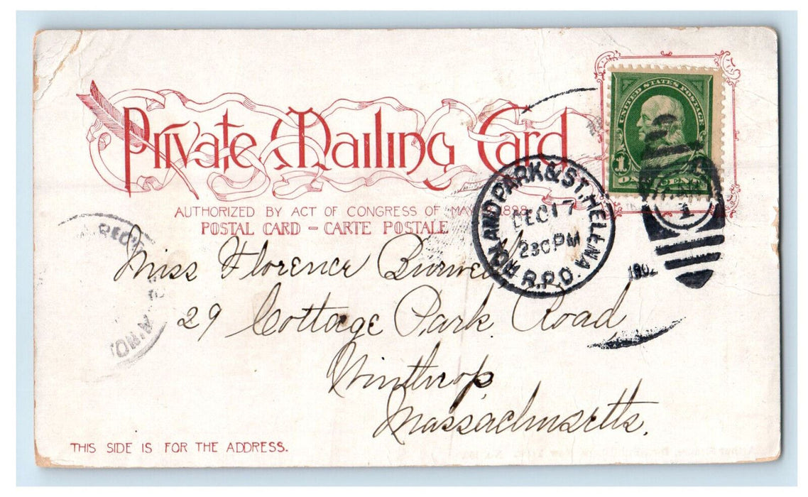c1900s Eutaw Place Baltimore Maryland MD PMC Posted RPO Postcard