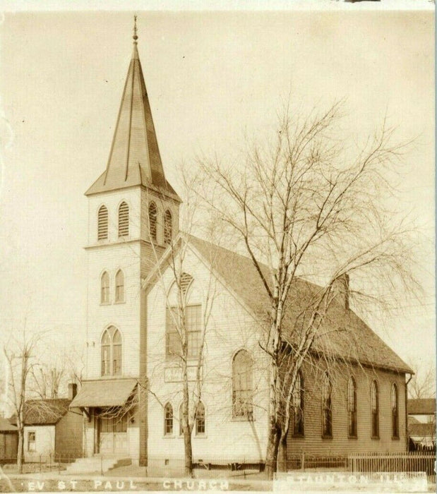 St. Paul Church Staunton Illinois - 1907 RPPC Photo Postcard