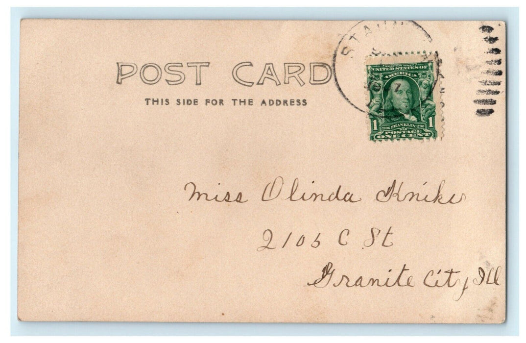 St. Paul Church Staunton Illinois - 1907 RPPC Photo Postcard