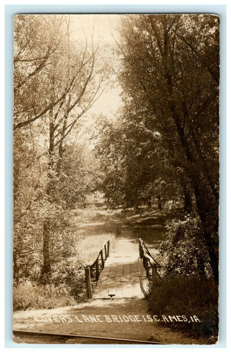 Lover's Lane Bridge ISC Ames Iowa University c1930's RPPC Photo Postcard