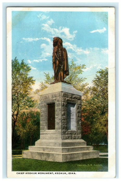 Chief Keokuk Monument Iowa c1915 Unused Antique Postcard