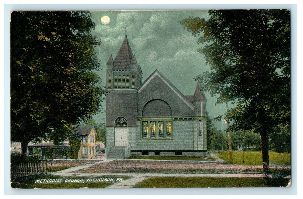 c1912 Methodist Church, Nicholson, Pennsylvania PA Antique Postcard